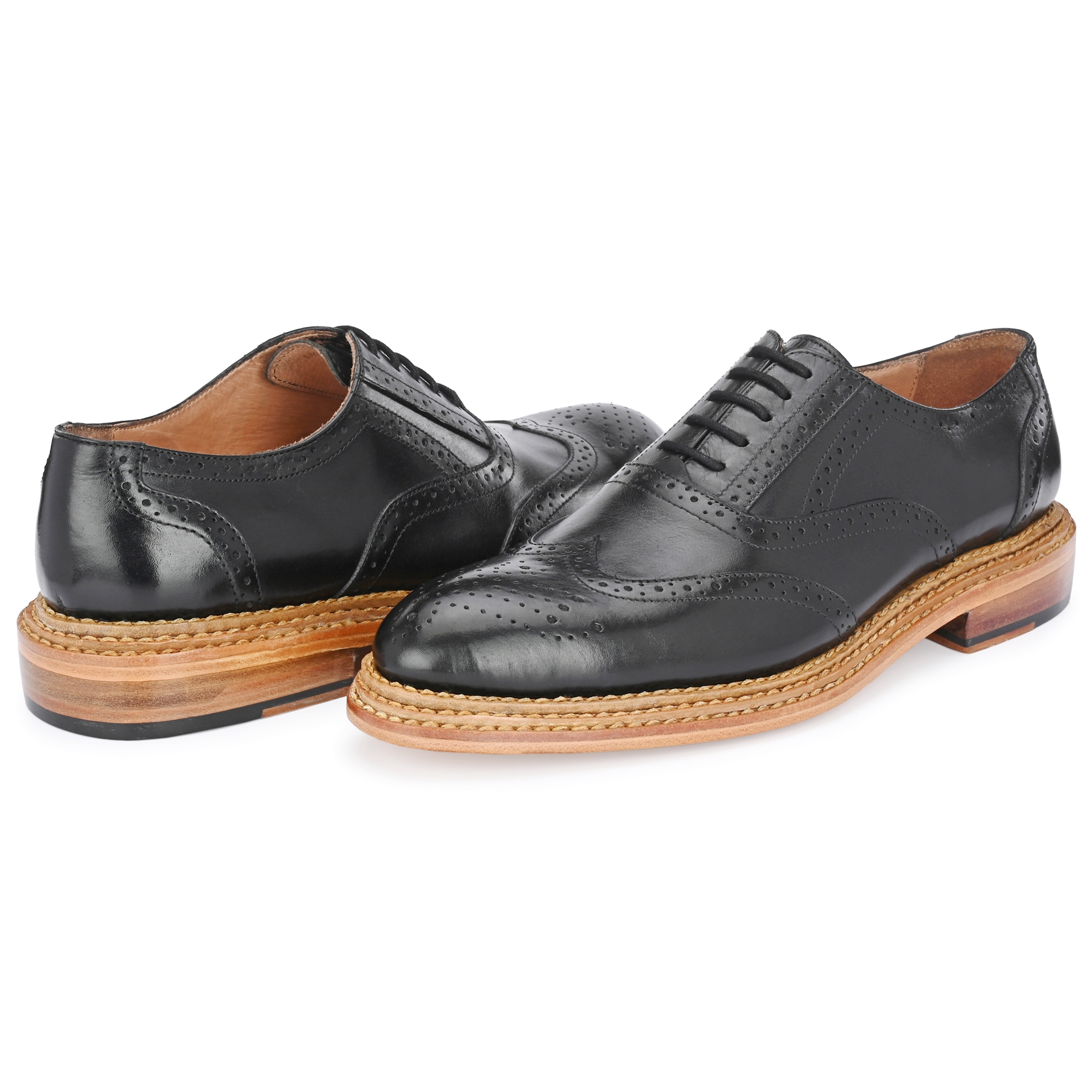 GOODYEAR WELTED TRIPLE OUT SOLE LEATHER SHOES Black