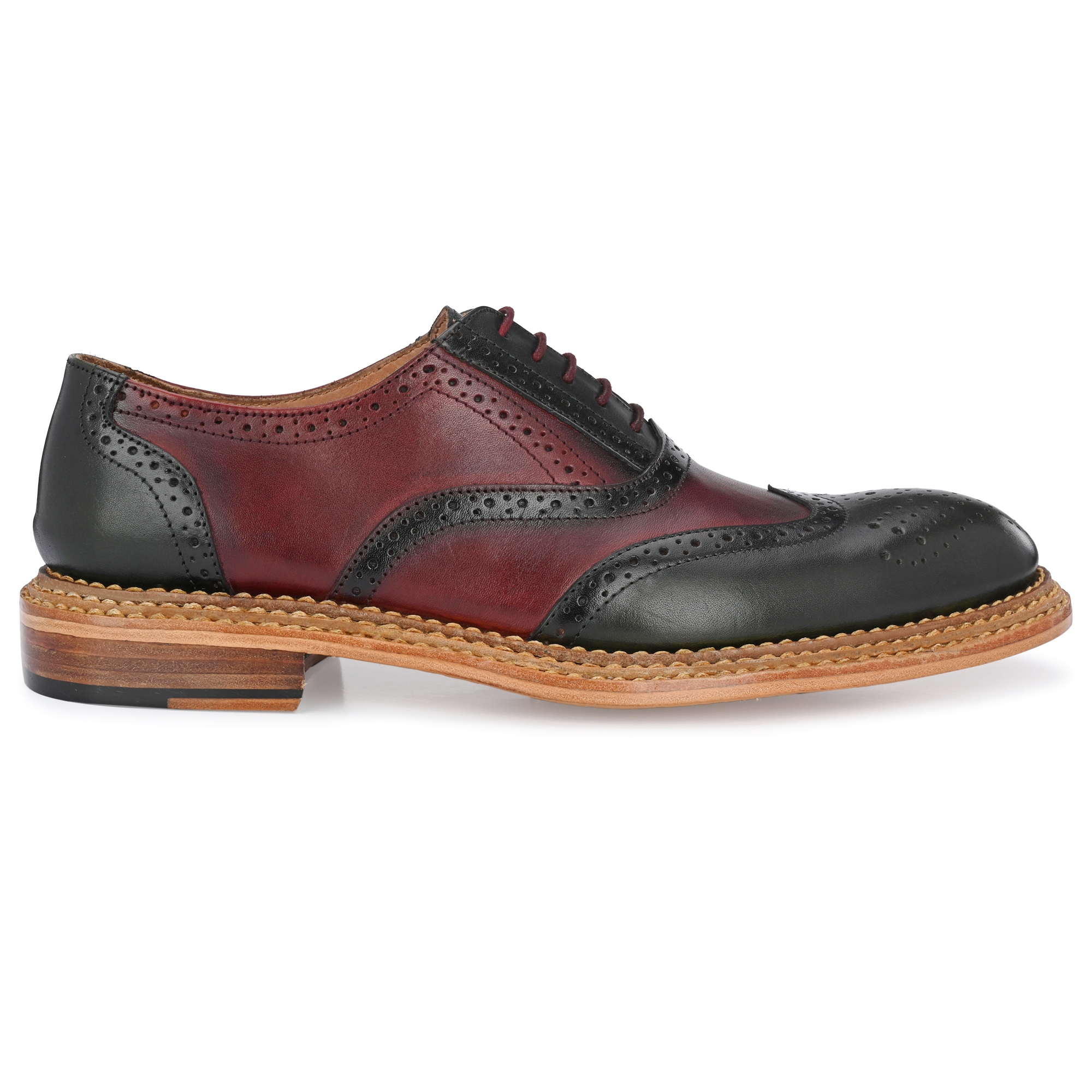 GOODYEAR WELTED TRIPLE OUT SOLE LEATHER SHOES Olive Bordo 